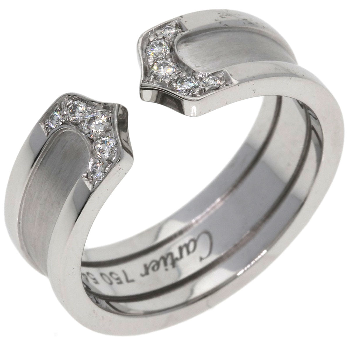 CARTIER C2 Ring Diamond SM #54 Ring K18 White Gold Ladies [Used]