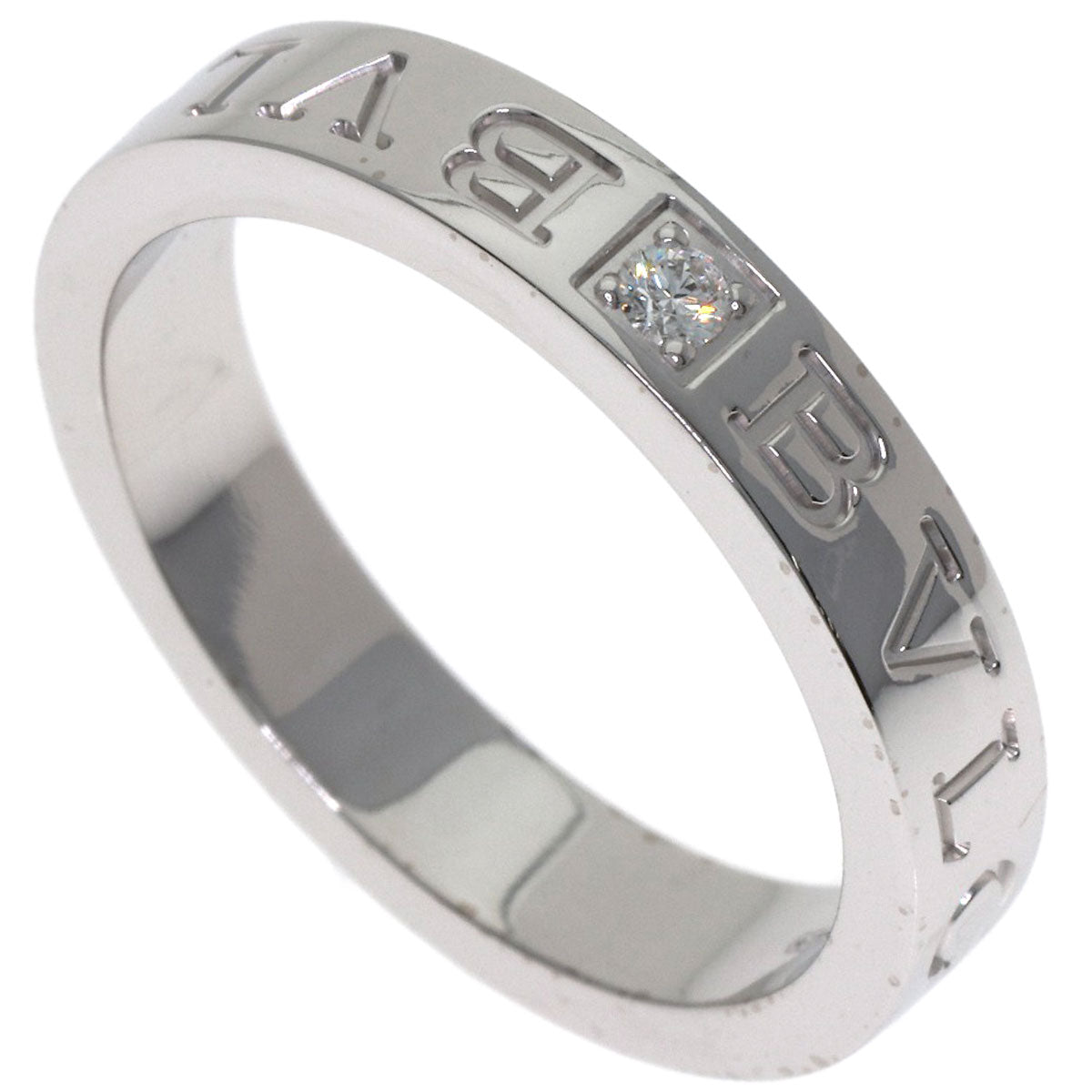 BVLGARI Double logo 1P Diamond Ring K18 White Gold Ladies [Used]