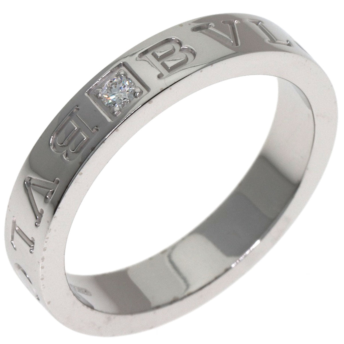BVLGARI Double logo 1P Diamond Ring K18 White Gold Ladies [Used]