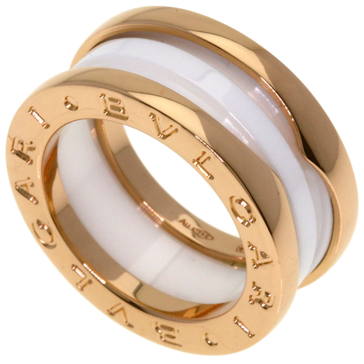 BVLGARI B.zero1 2-band White Ceramic #45 Ring K18 Pink Gold CeramicLadies [Used]