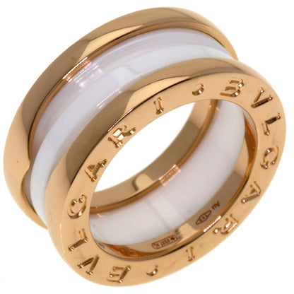 BVLGARI B.zero1 2-band White Ceramic #45 Ring K18 Pink Gold CeramicLadies [Used]
