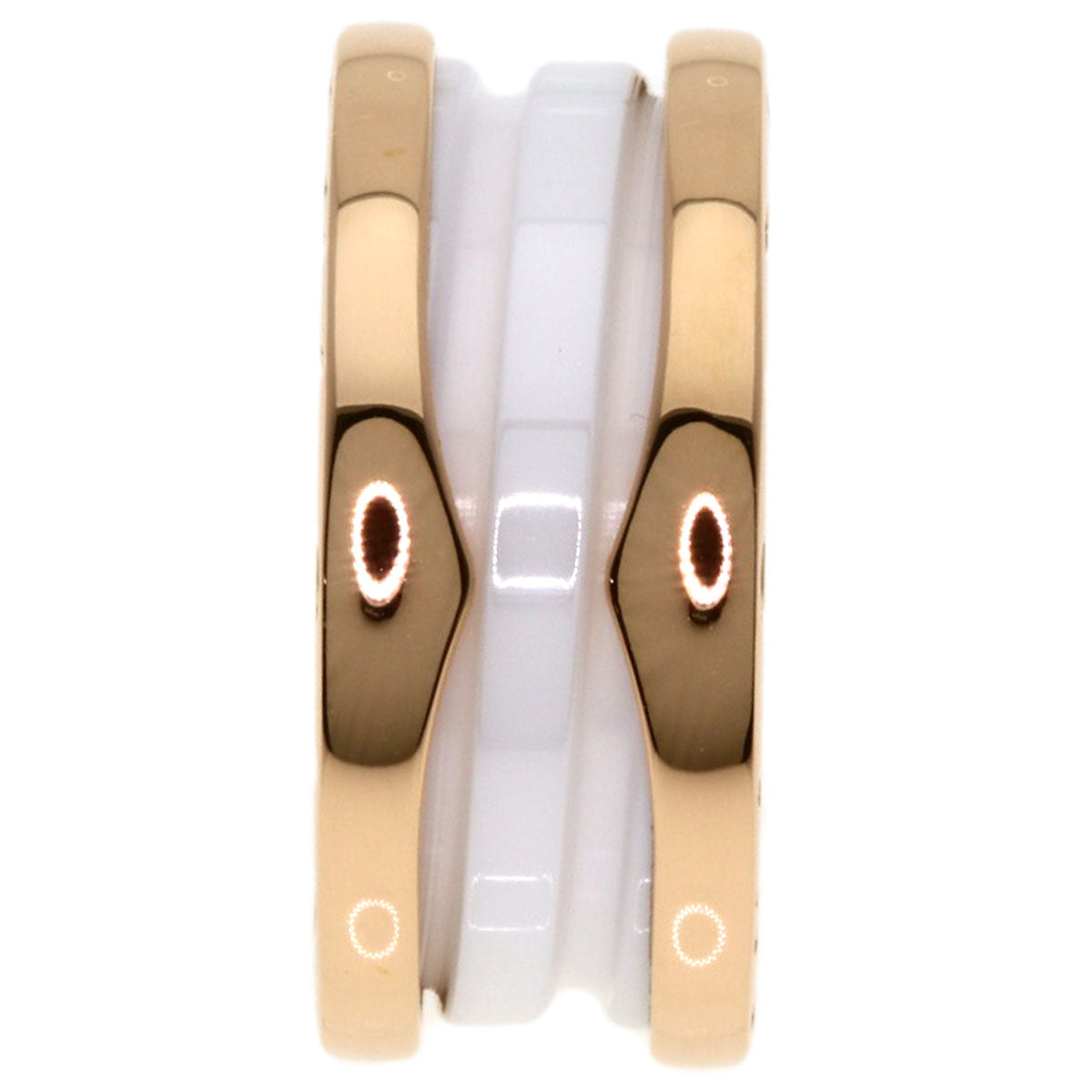 BVLGARI B.zero1 2-band White Ceramic #45 Ring K18 Pink Gold CeramicLadies [Used]