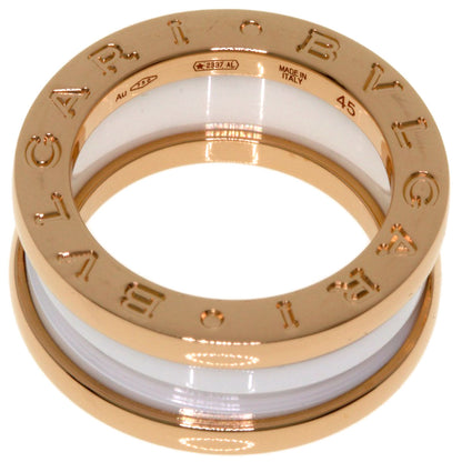 BVLGARI B.zero1 2-band White Ceramic #45 Ring K18 Pink Gold CeramicLadies [Used]