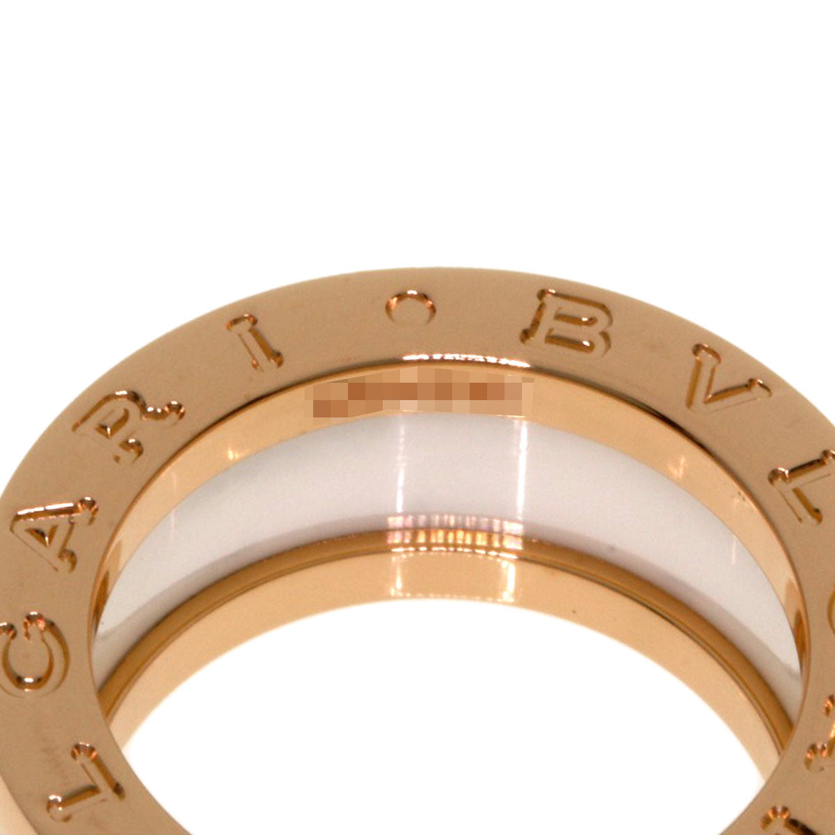 BVLGARI B.zero1 2-band White Ceramic #45 Ring K18 Pink Gold CeramicLadies [Used]
