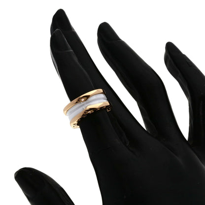 BVLGARI B.zero1 2-band White Ceramic #45 Ring K18 Pink Gold CeramicLadies [Used]