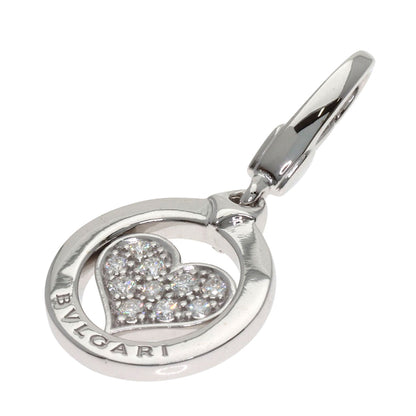 BVLGARI Tondo Heart Diamond Charm Pendant top K18 White Gold Ladies [Used]