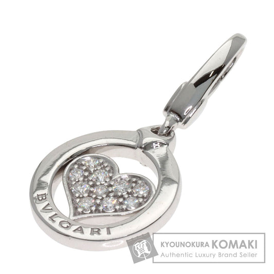 BVLGARI Tondo Heart Diamond Charm Pendant top K18 White Gold Ladies [Used]