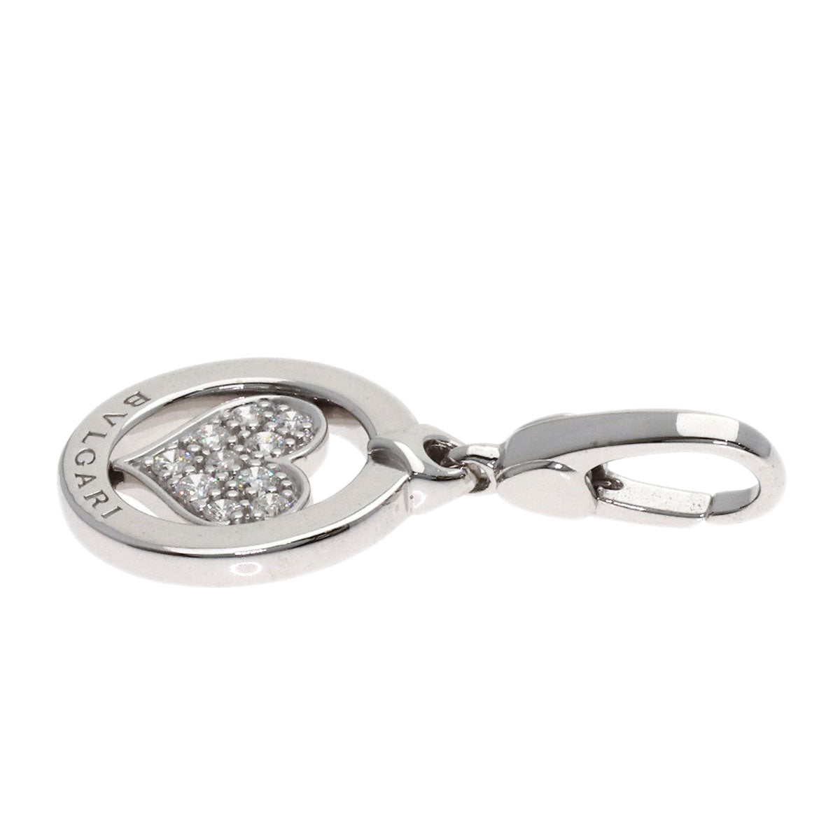 BVLGARI Tondo Heart Diamond Charm Pendant top K18 White Gold Ladies [Used]