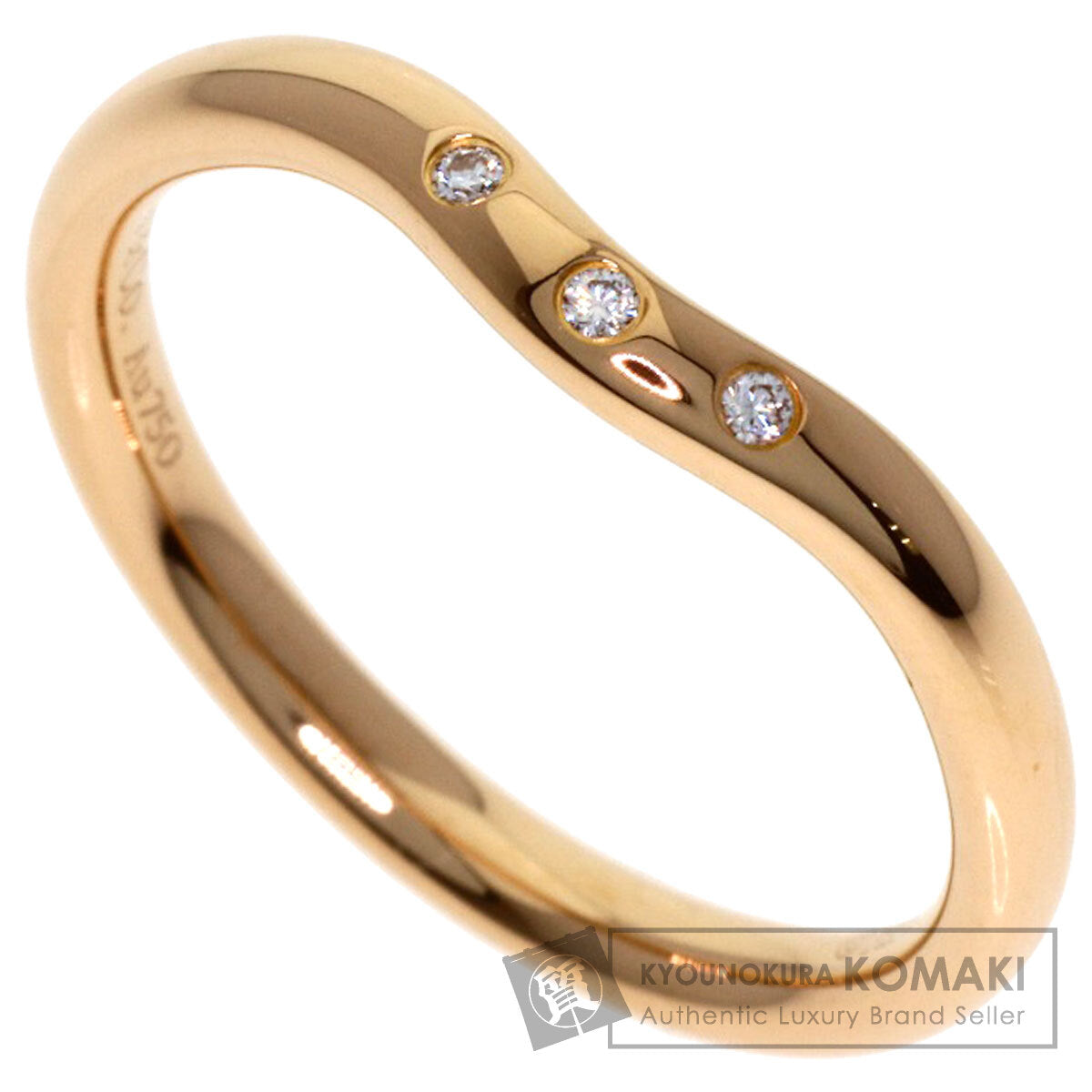TIFFANY&Co. Curved Band 3P Diamond Ring K18 Pink Gold Ladies [Used]