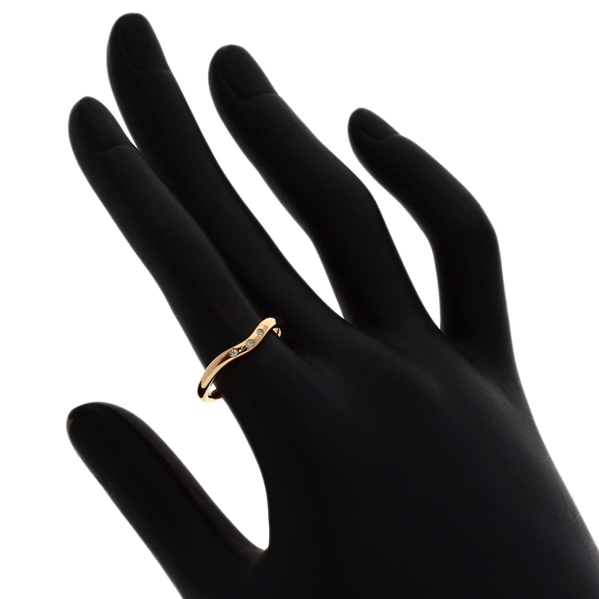 TIFFANY&Co. Curved Band 3P Diamond Ring K18 Pink Gold Ladies [Used]