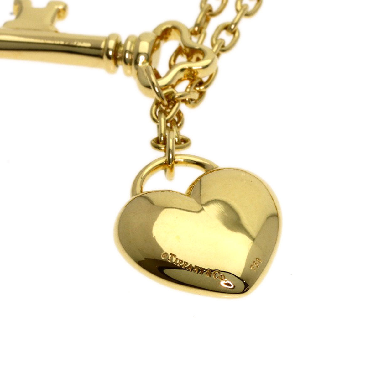 TIFFANY&Co. Heart lock key Necklace K18 Yellow Gold Ladies [Used]