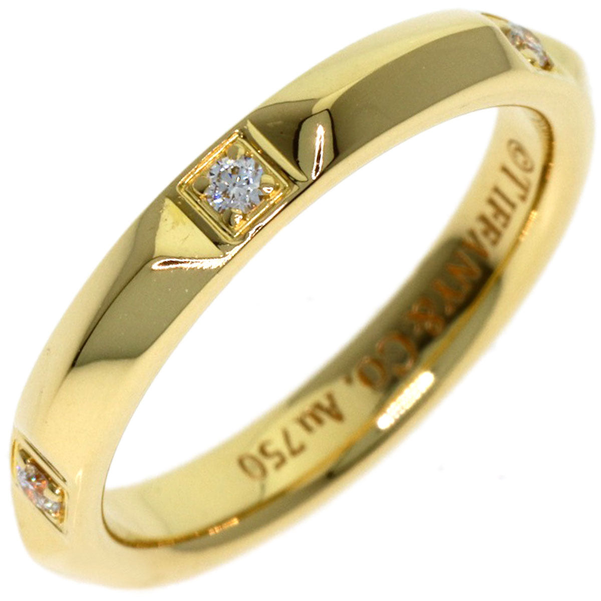 TIFFANY&Co. True Band Diamond Ring K18 Yellow Gold Ladies [Used]