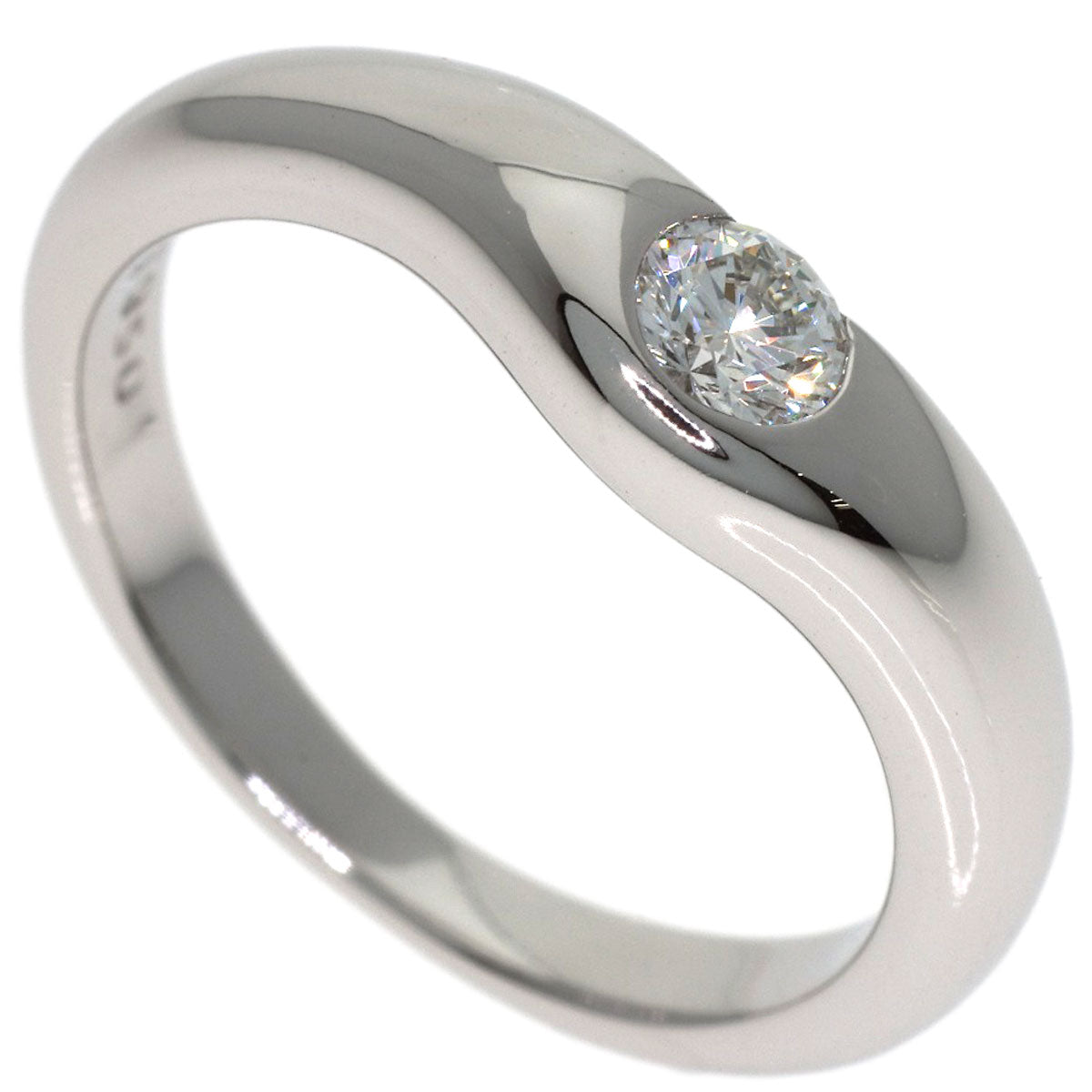 TIFFANY&Co. Curved Band 1P Diamond Ring Platinum PT950 Ladies [Used]