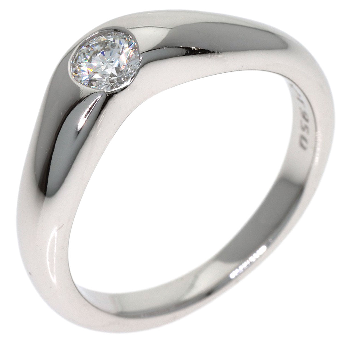 TIFFANY&Co. Curved Band 1P Diamond Ring Platinum PT950 Ladies [Used]