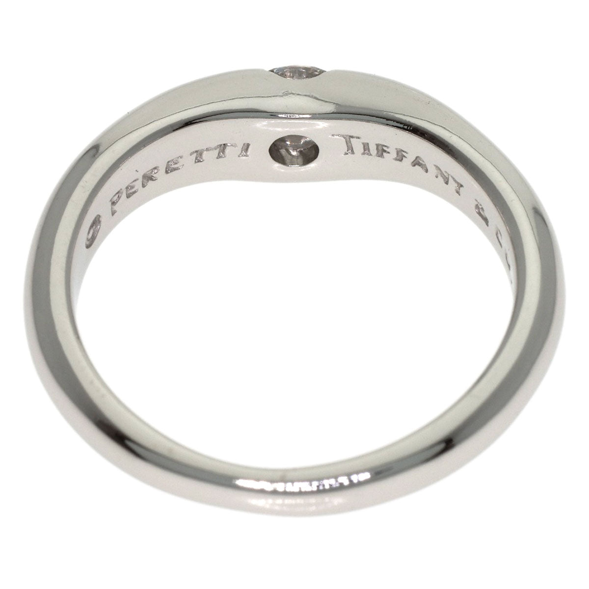 TIFFANY&Co. Curved Band 1P Diamond Ring Platinum PT950 Ladies [Used]