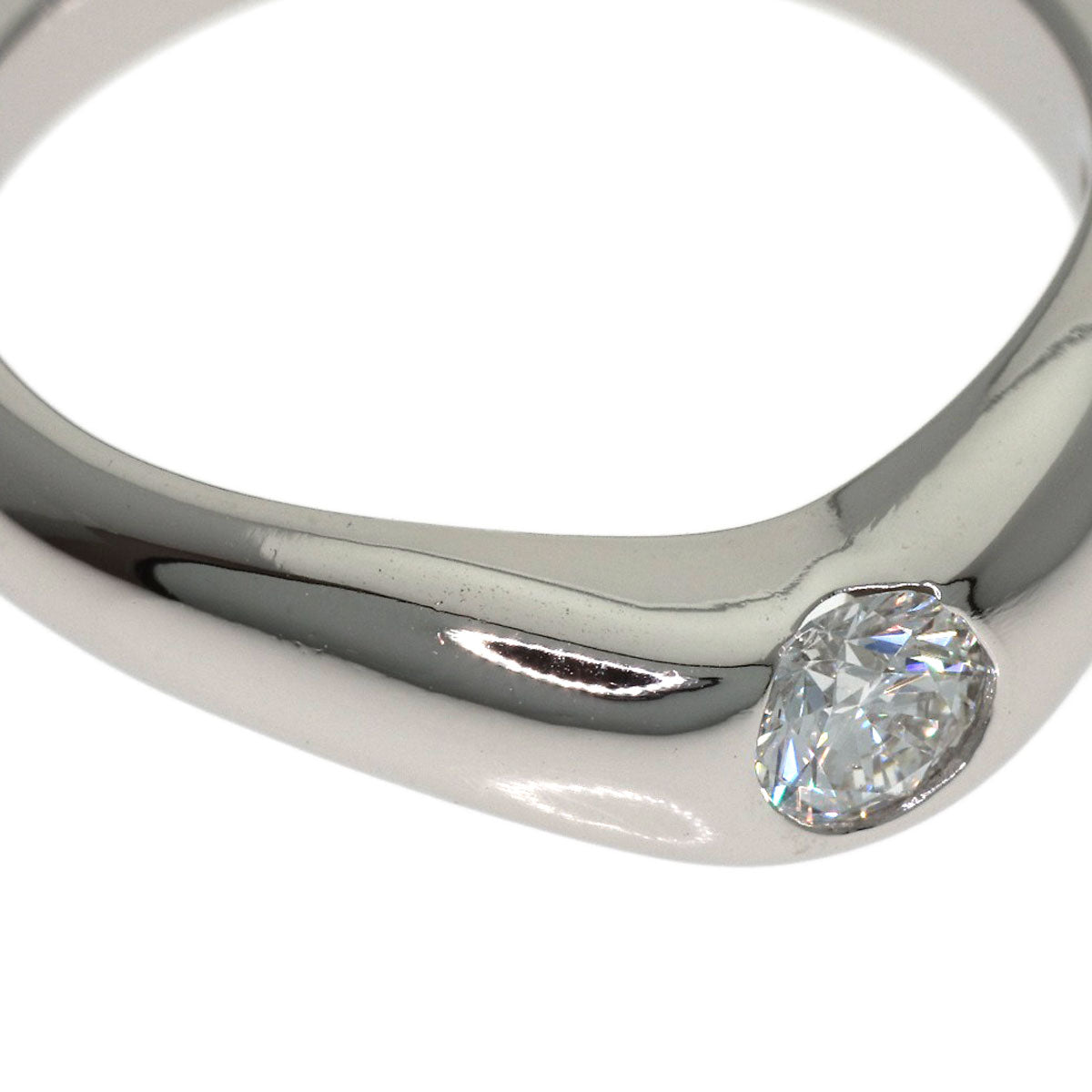 TIFFANY&Co. Curved Band 1P Diamond Ring Platinum PT950 Ladies [Used]