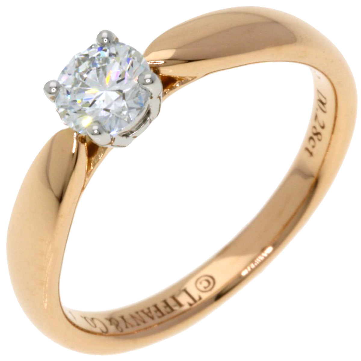TIFFANY&Co. Harmony Solitaire Diamond F-VVS2-EX Ring K18 Pink Gold PT950Ladies [Used]