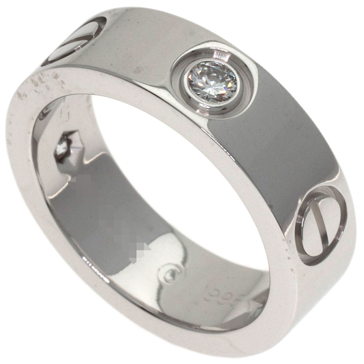 CARTIER love ring half Diamond #47 Ring K18 White Gold Ladies [Used]