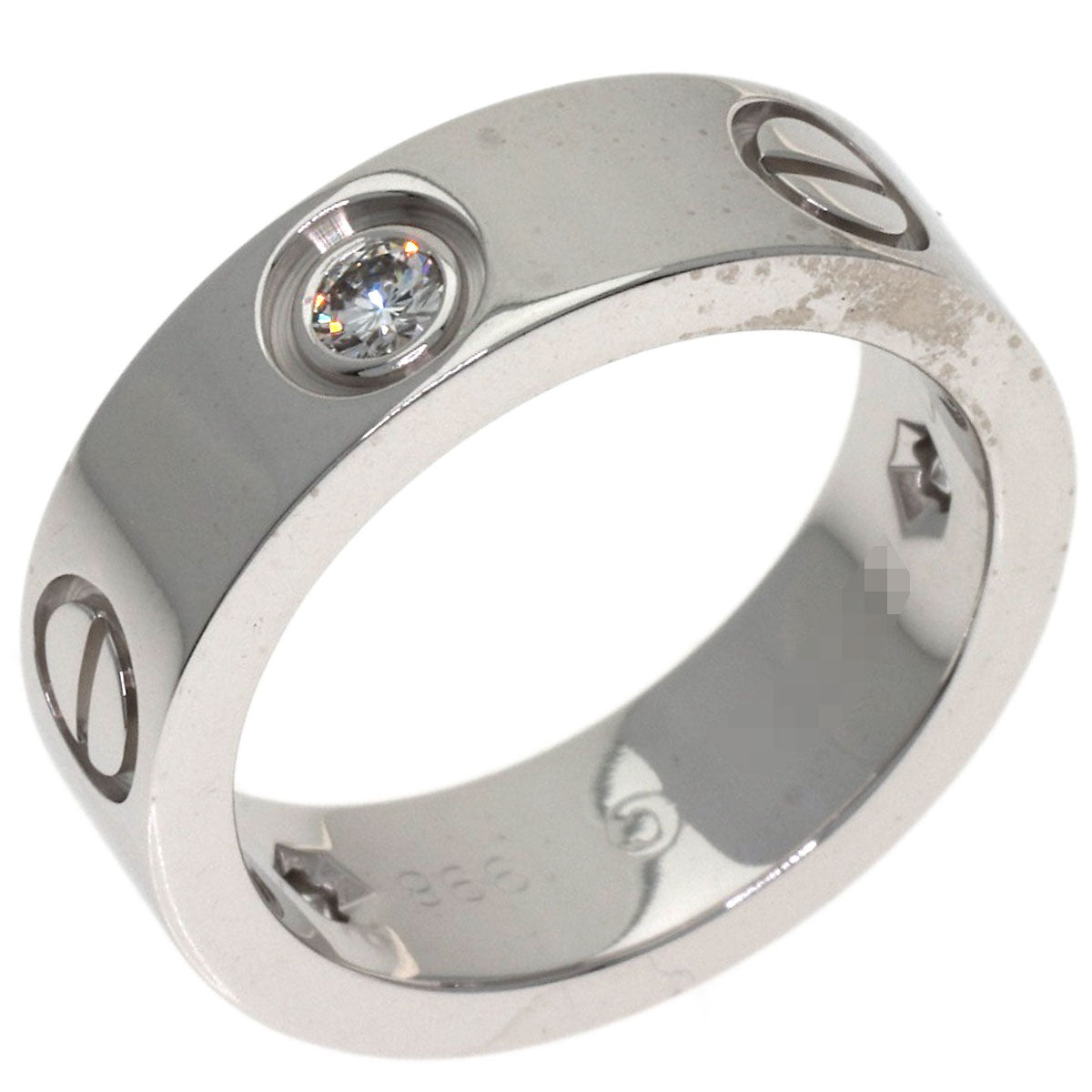 CARTIER love ring half Diamond #47 Ring K18 White Gold Ladies [Used]