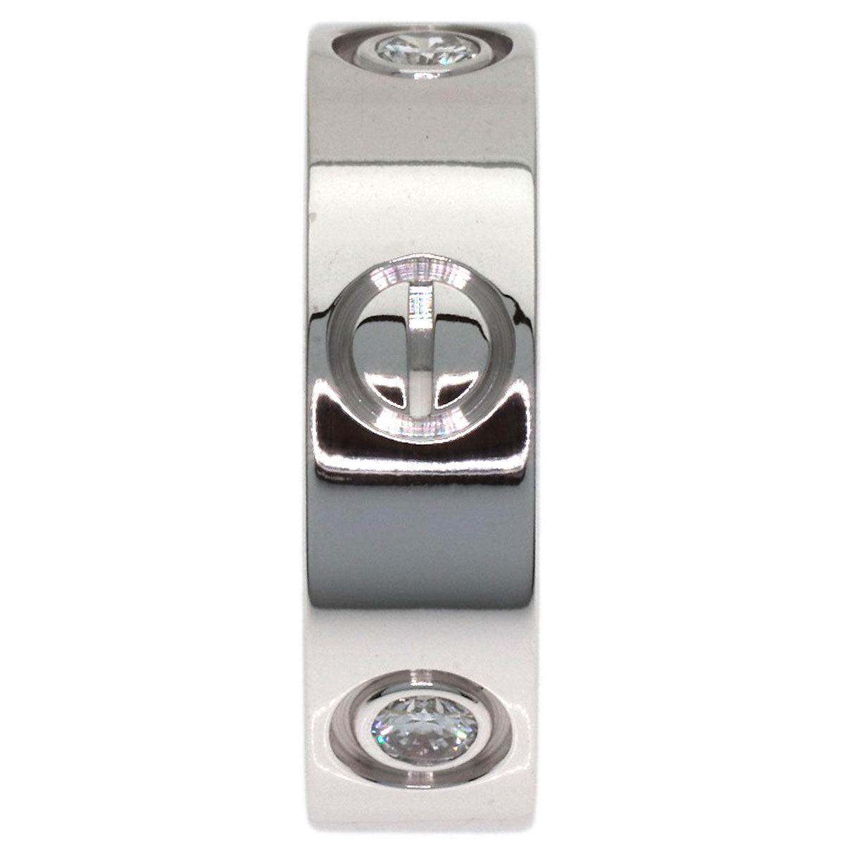 CARTIER love ring half Diamond #47 Ring K18 White Gold Ladies [Used]