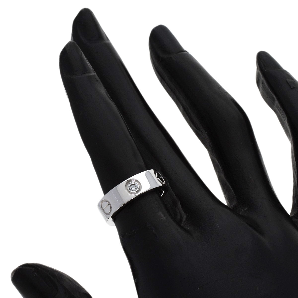 CARTIER love ring half Diamond #47 Ring K18 White Gold Ladies [Used]