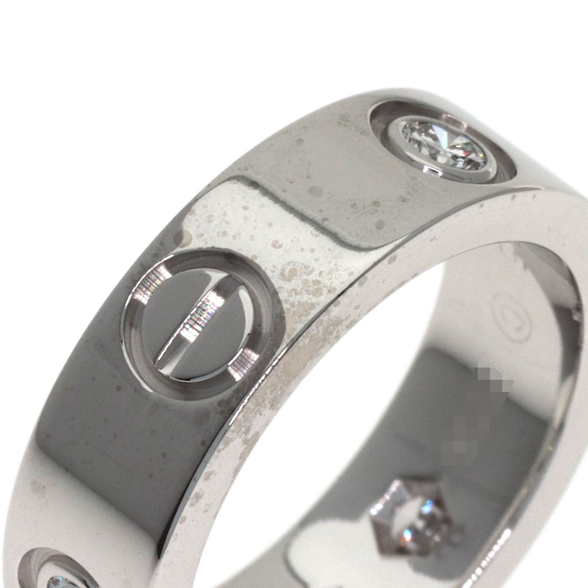 CARTIER love ring half Diamond #47 Ring K18 White Gold Ladies [Used]