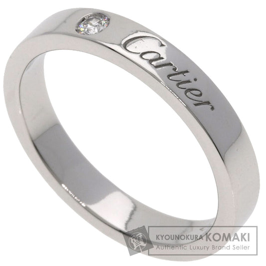 CARTIER Engraved 1P Diamond #50 Ring Platinum PT950 Ladies [Used]