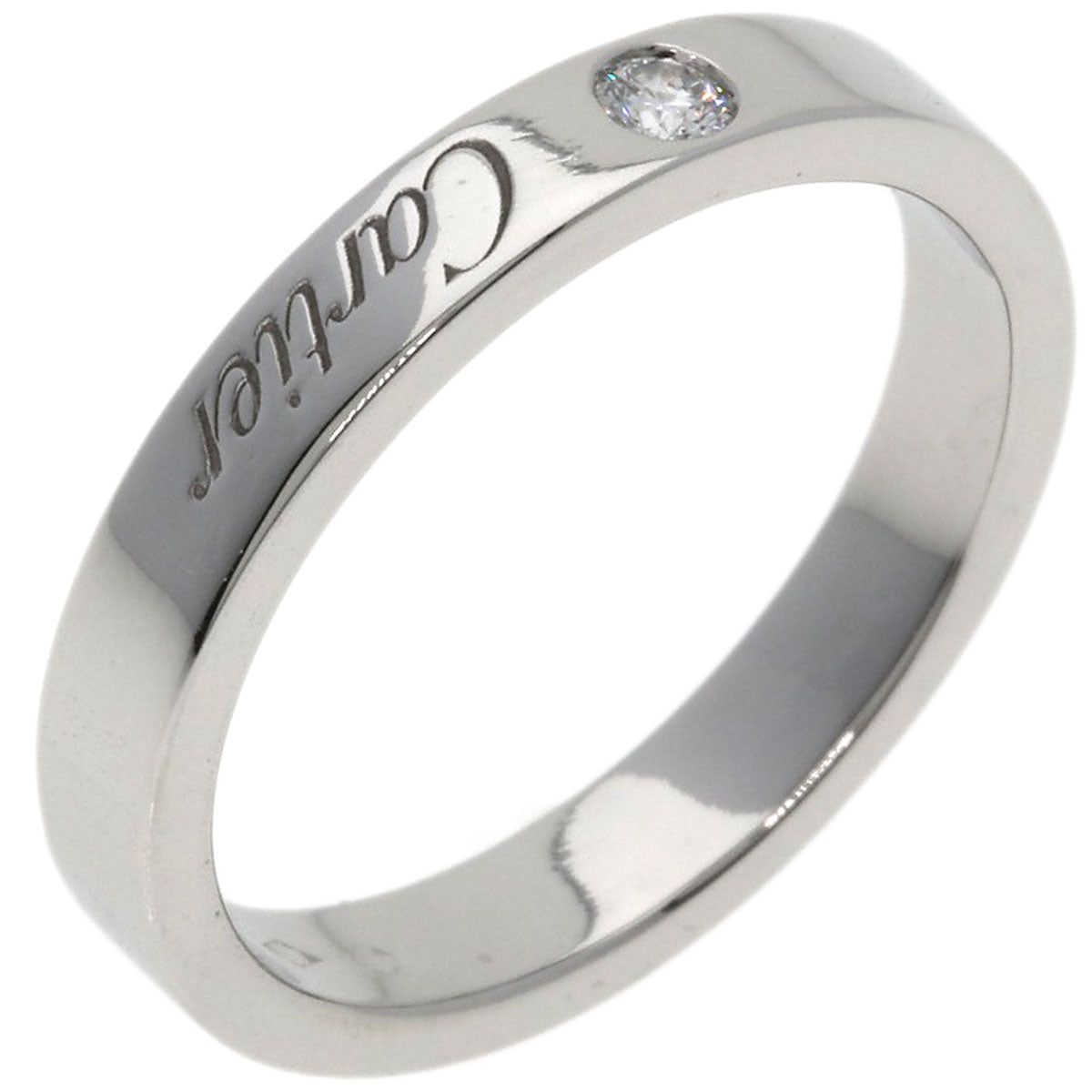 CARTIER Engraved 1P Diamond #50 Ring Platinum PT950 Ladies [Used]