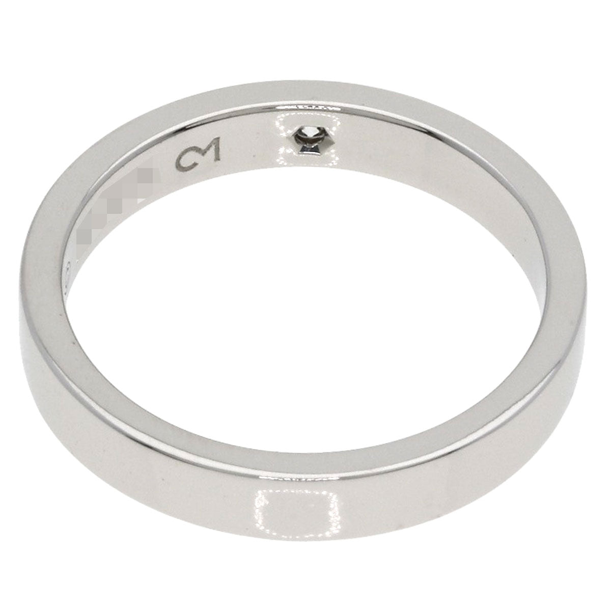 CARTIER Engraved 1P Diamond #50 Ring Platinum PT950 Ladies [Used]