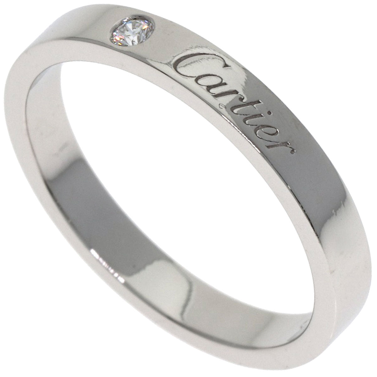 CARTIER Engraved 1P Diamond #56 Ring Platinum PT950 Ladies [Used]