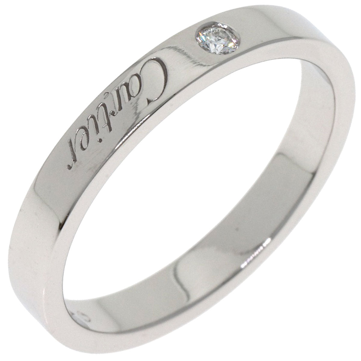 CARTIER Engraved 1P Diamond #56 Ring Platinum PT950 Ladies [Used]