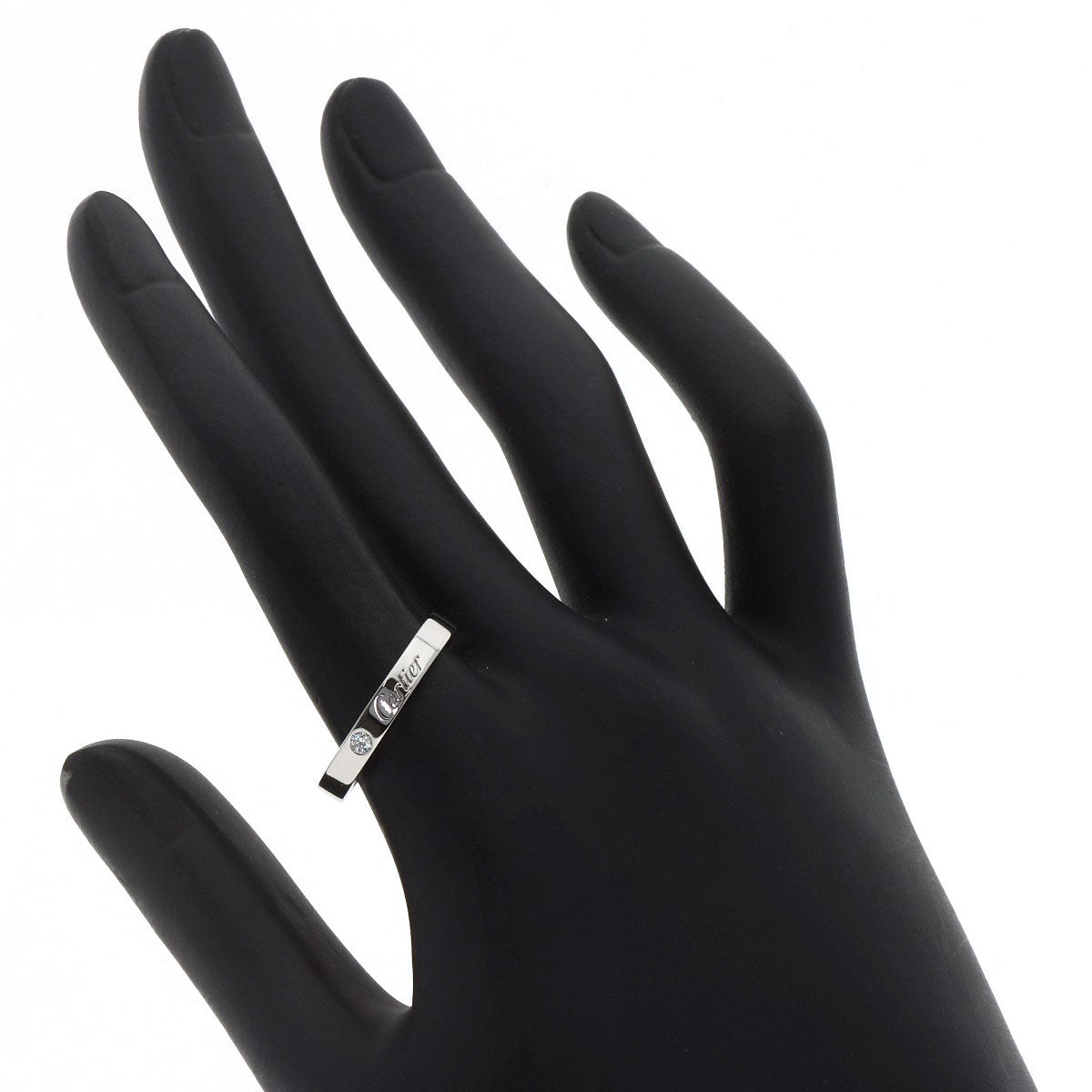 CARTIER Engraved 1P Diamond #56 Ring Platinum PT950 Ladies [Used]