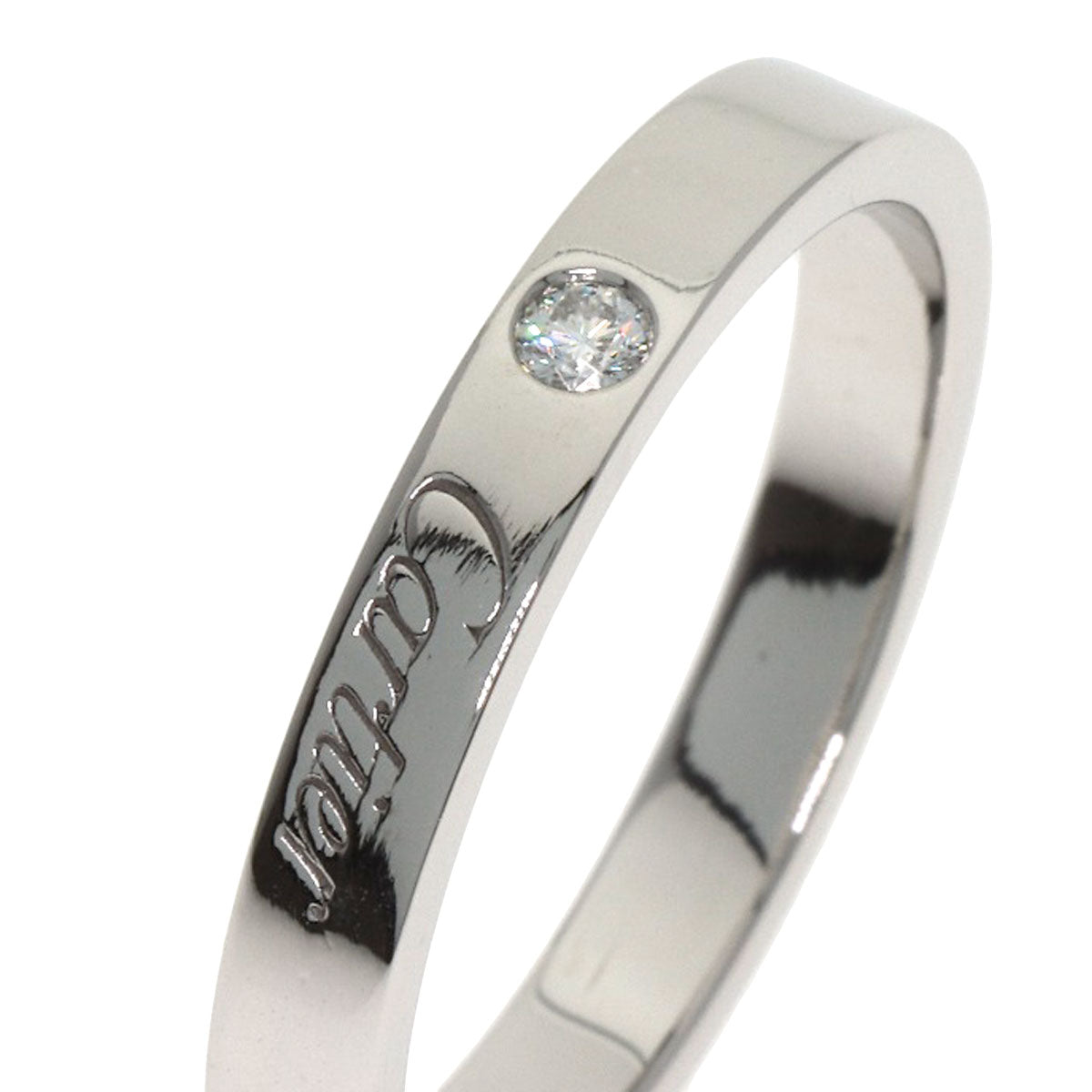 CARTIER Engraved 1P Diamond #56 Ring Platinum PT950 Ladies [Used]