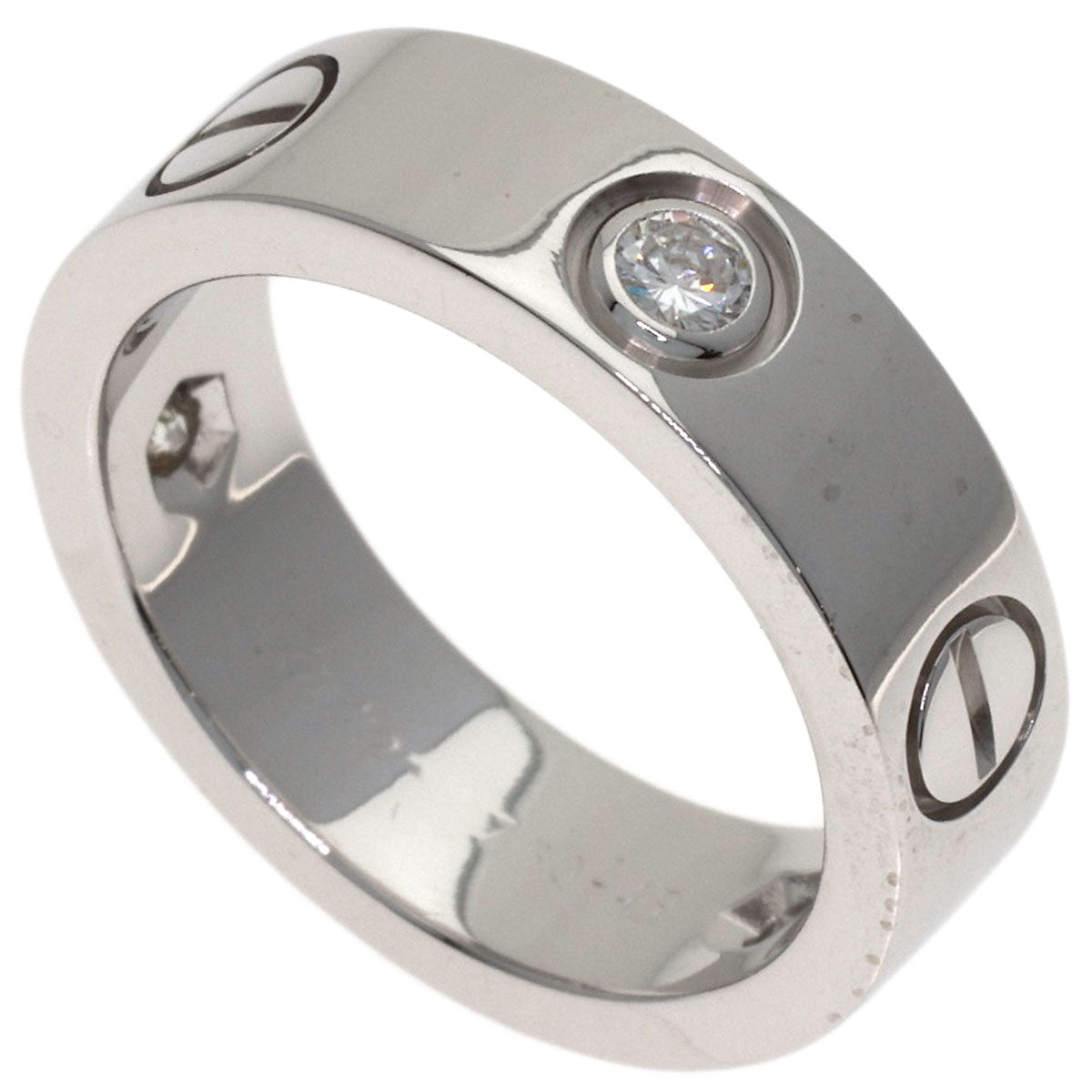 CARTIER love ring half diamond # 49 Ring K18 White Gold Ladies [Used]