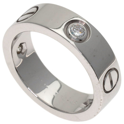 CARTIER love ring half diamond # 49 Ring K18 White Gold Ladies [Used]