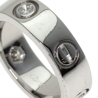 CARTIER love ring half diamond # 49 Ring K18 White Gold Ladies [Used]