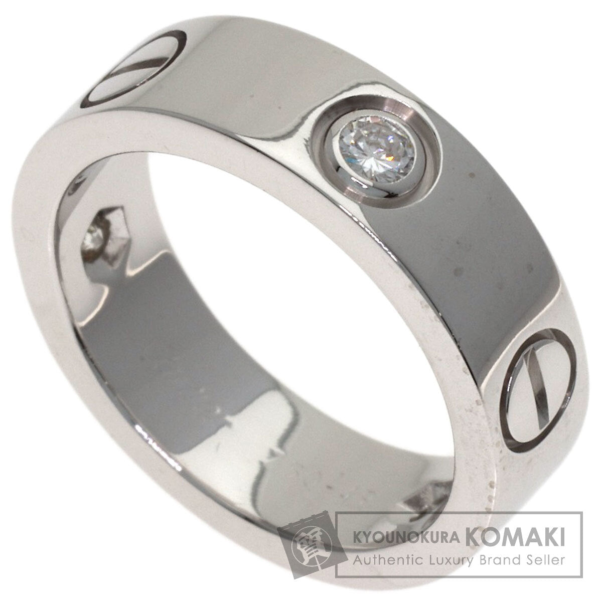CARTIER love ring half diamond # 49 Ring K18 White Gold Ladies [Used]