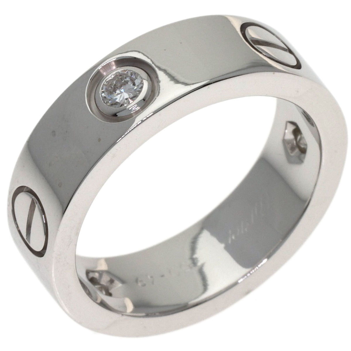 CARTIER love ring half diamond # 49 Ring K18 White Gold Ladies [Used]