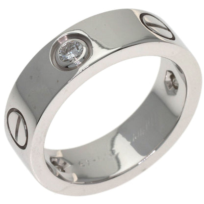 CARTIER love ring half diamond # 49 Ring K18 White Gold Ladies [Used]
