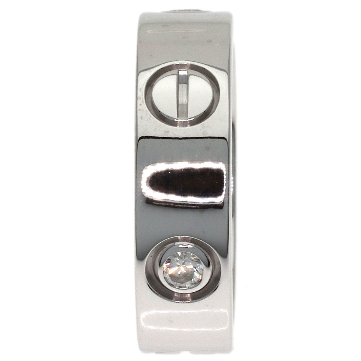 CARTIER love ring half diamond # 49 Ring K18 White Gold Ladies [Used]