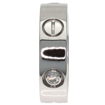 CARTIER love ring half diamond # 49 Ring K18 White Gold Ladies [Used]