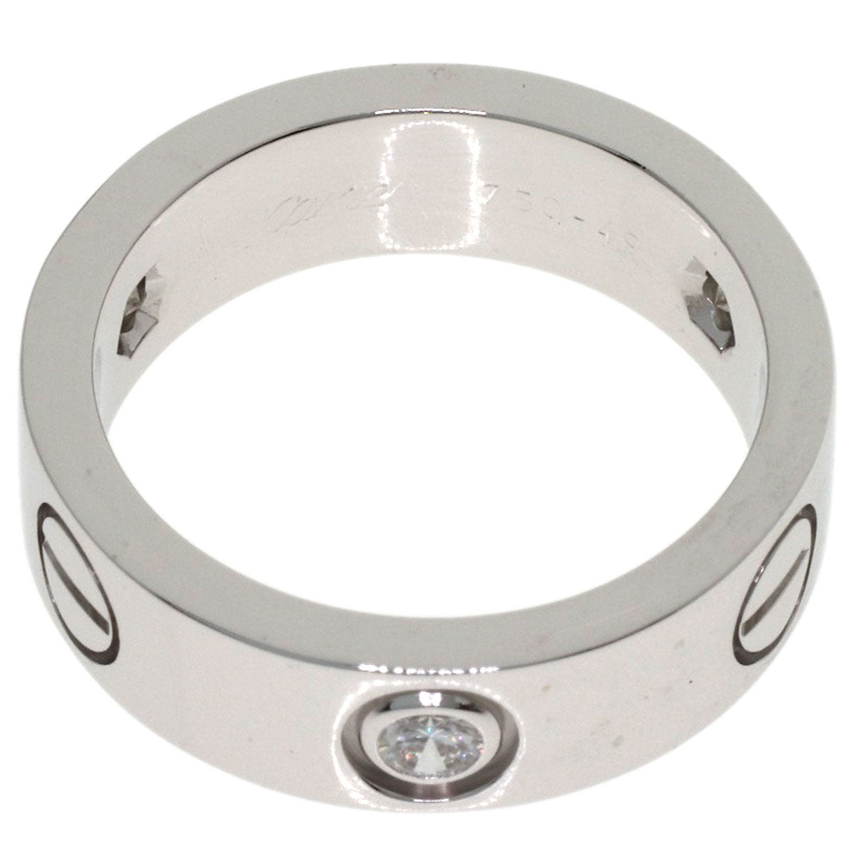 CARTIER love ring half diamond # 49 Ring K18 White Gold Ladies [Used]