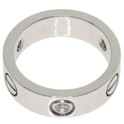 CARTIER love ring half diamond # 49 Ring K18 White Gold Ladies [Used]