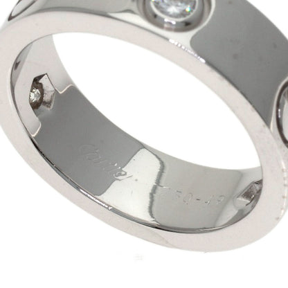 CARTIER love ring half diamond # 49 Ring K18 White Gold Ladies [Used]