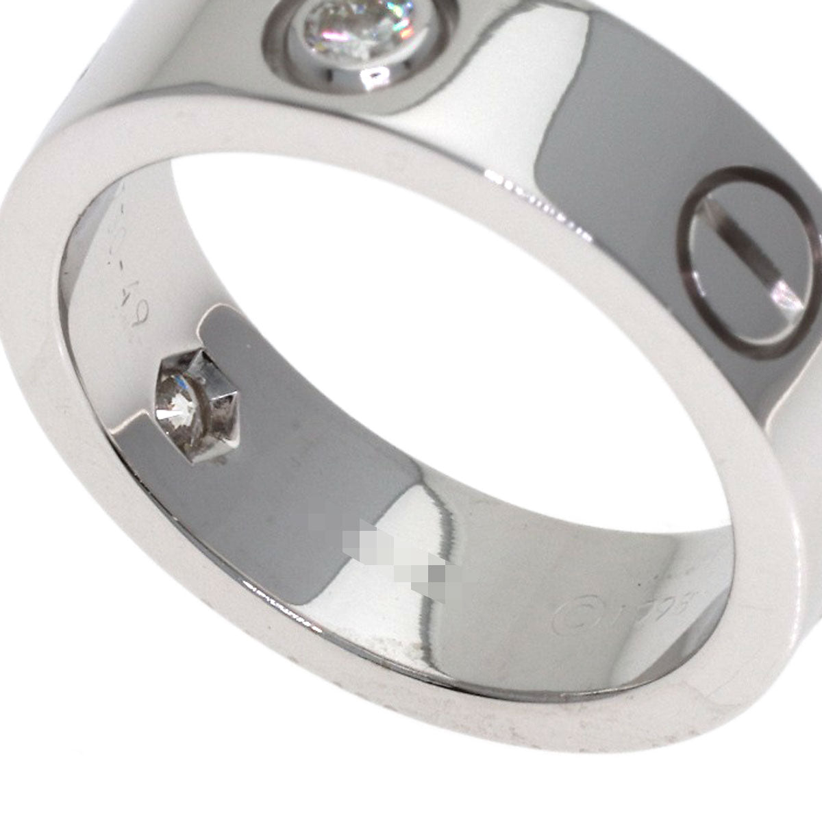 CARTIER love ring half diamond # 49 Ring K18 White Gold Ladies [Used]