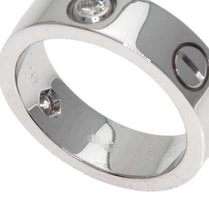CARTIER love ring half diamond # 49 Ring K18 White Gold Ladies [Used]