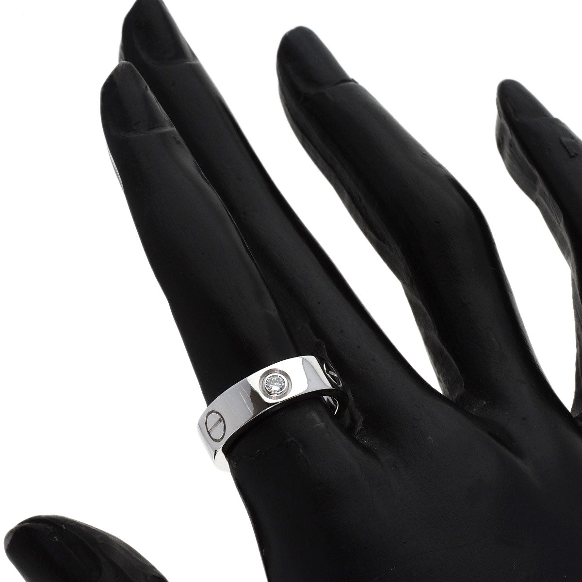 CARTIER love ring half diamond # 49 Ring K18 White Gold Ladies [Used]