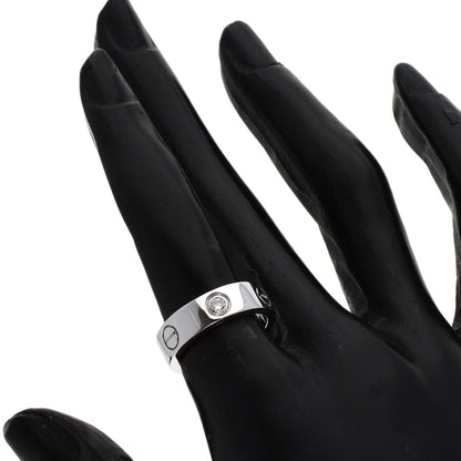 CARTIER love ring half diamond # 49 Ring K18 White Gold Ladies [Used]