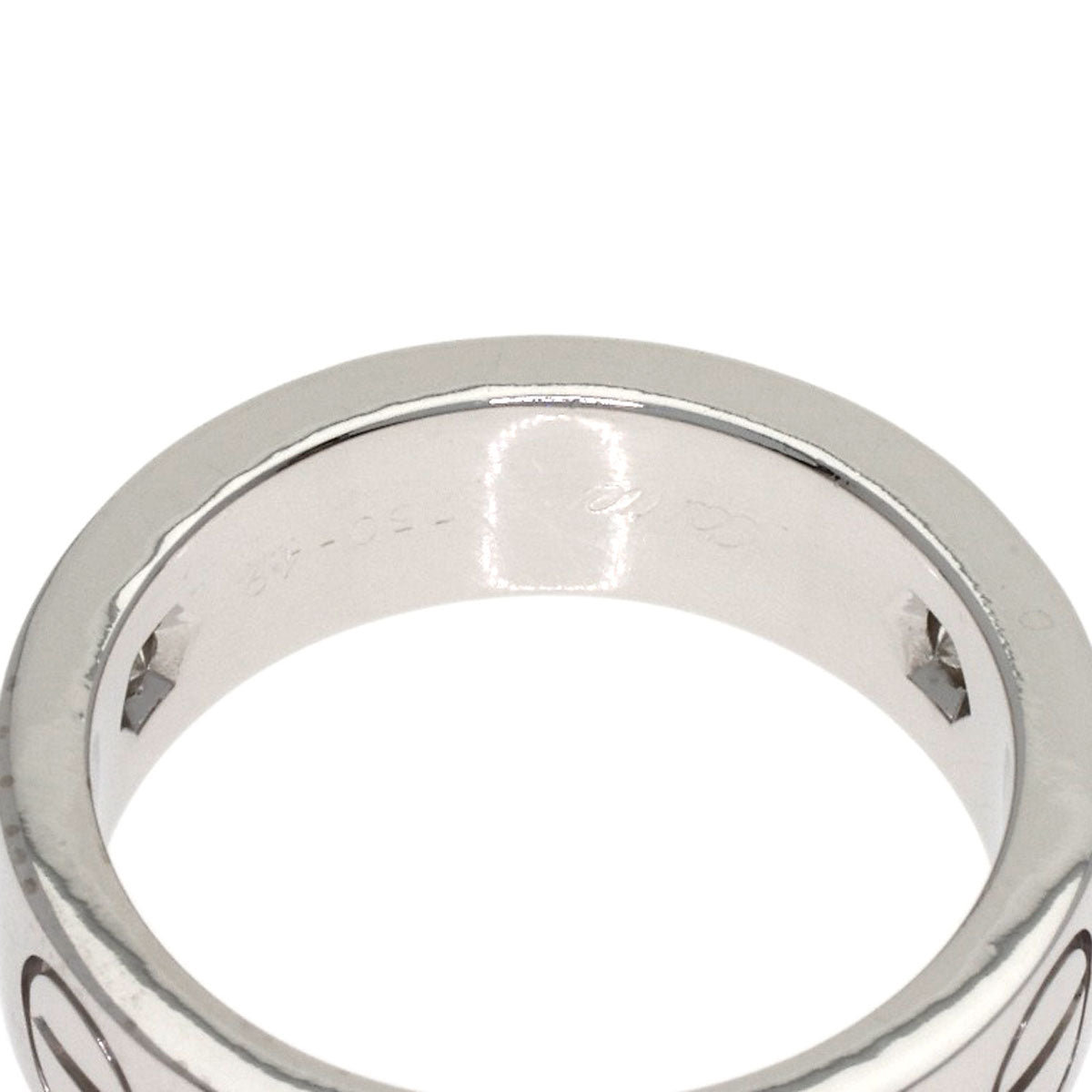 CARTIER love ring half diamond # 49 Ring K18 White Gold Ladies [Used]