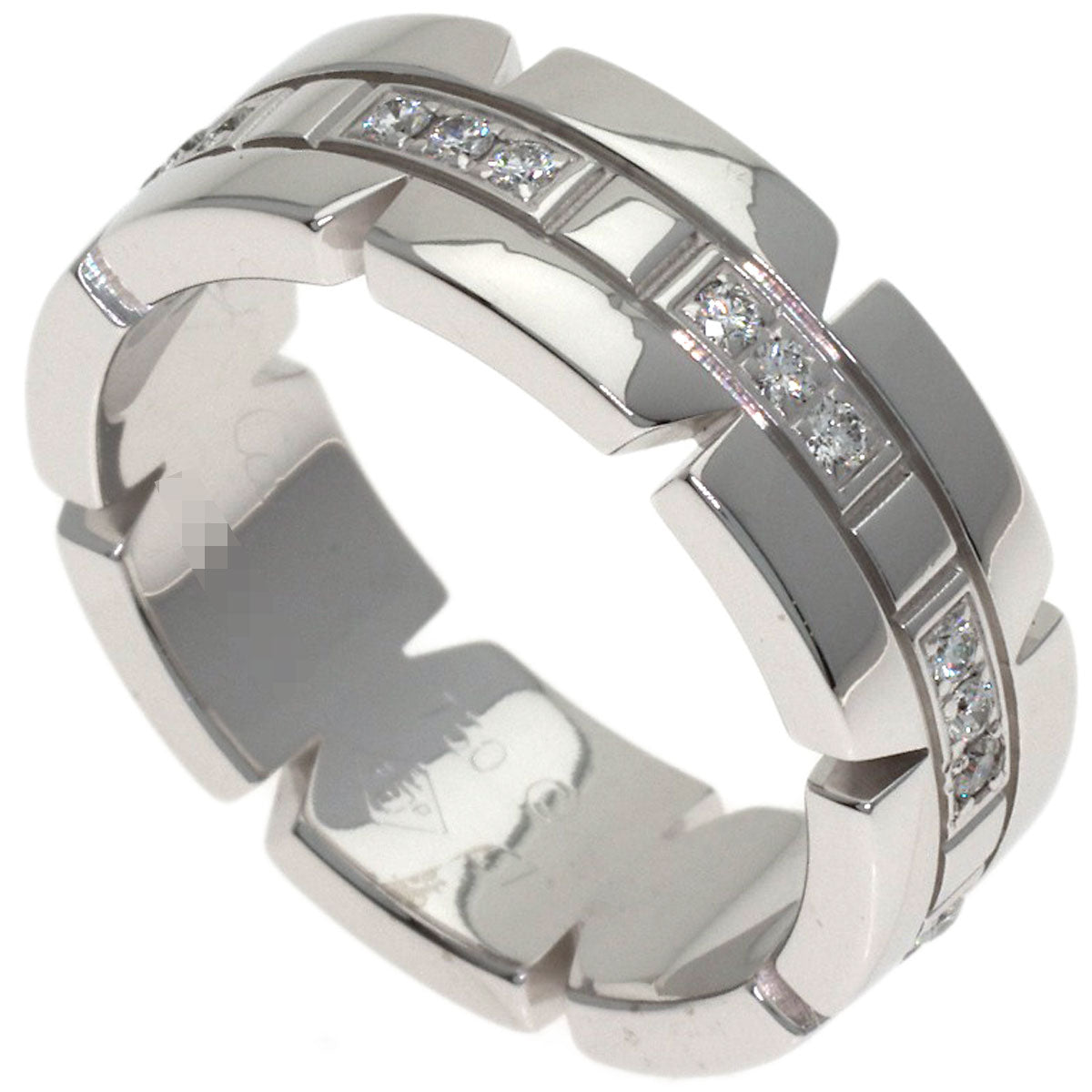 CARTIER Tank Française Half Diamond #47 Ring K18 White Gold Ladies [Used]